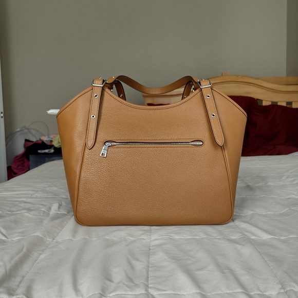 Coach big leather purse in light saddle - Picture 3 of 10